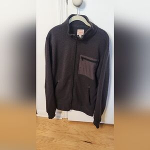 J. Crew Men's Charcoal Zip-Up Sweater Jacket with Pocket Panel